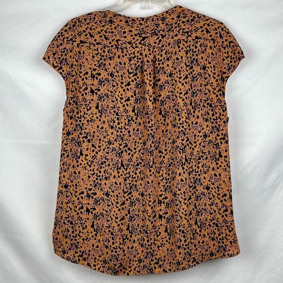 Halogen Animal Print Cap Sleeve Wrap Top Small - Picture 2 of 8